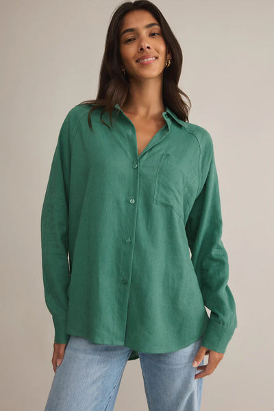 maxwell-james-jeans-z-supply-green-perfect-linen-top-long-sleeve-button-down-shirt