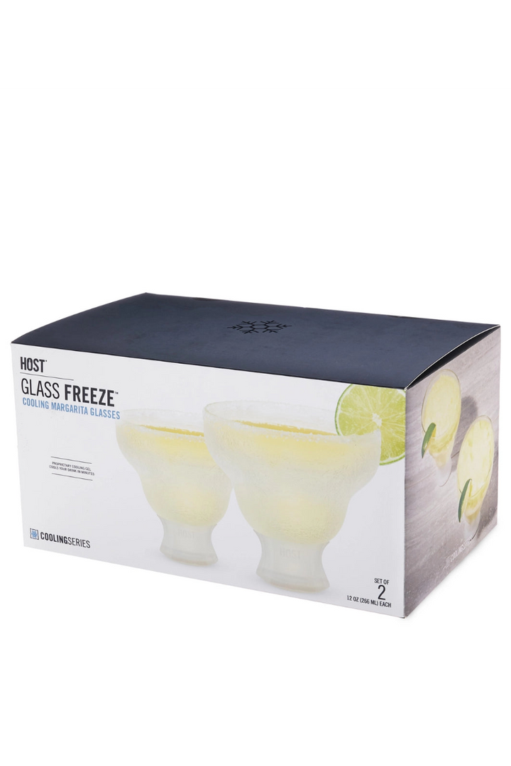 set of 2 host glass freeze cooling Margarita glasses insulated drinkware frozen summer drinks slushies 