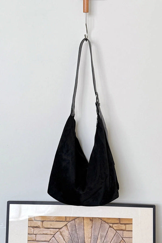 maxwell james faux suede slouchy crossbody shoulder bag handbag