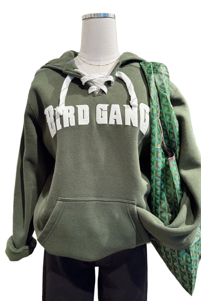 maxwell james bird gang lace up neck hoodie sweatshirt pullover green go birds eagles philly sports football