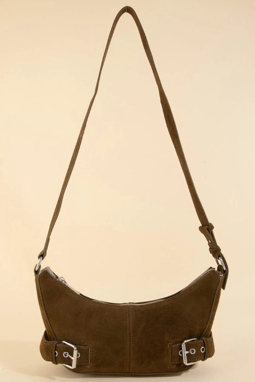 maxwell james faux suede double buckle shoulder bag handbag cerossbody fall
