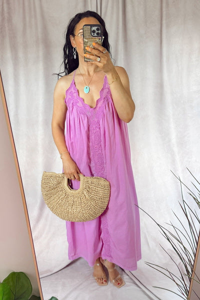 rhode purple dress V-Neck Midi Length Dress