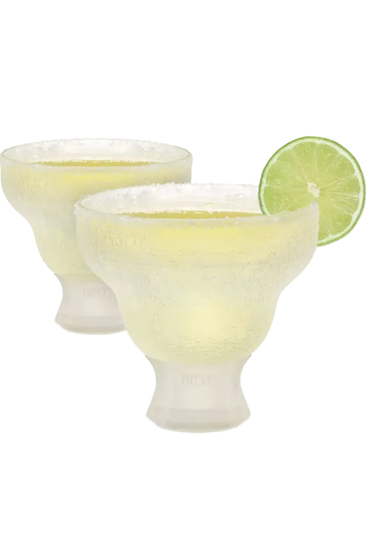 set of 2 host glass freeze cooling Margarita glasses insulated drinkware frozen summer drinks slushies 