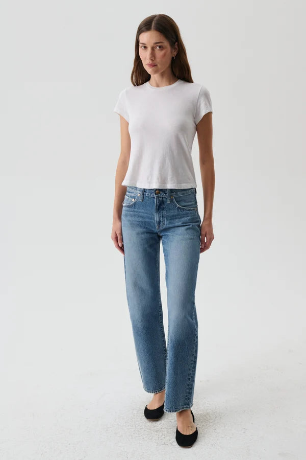 Maxwell James pistola Lexi midi rise bowed straight jeans denim 