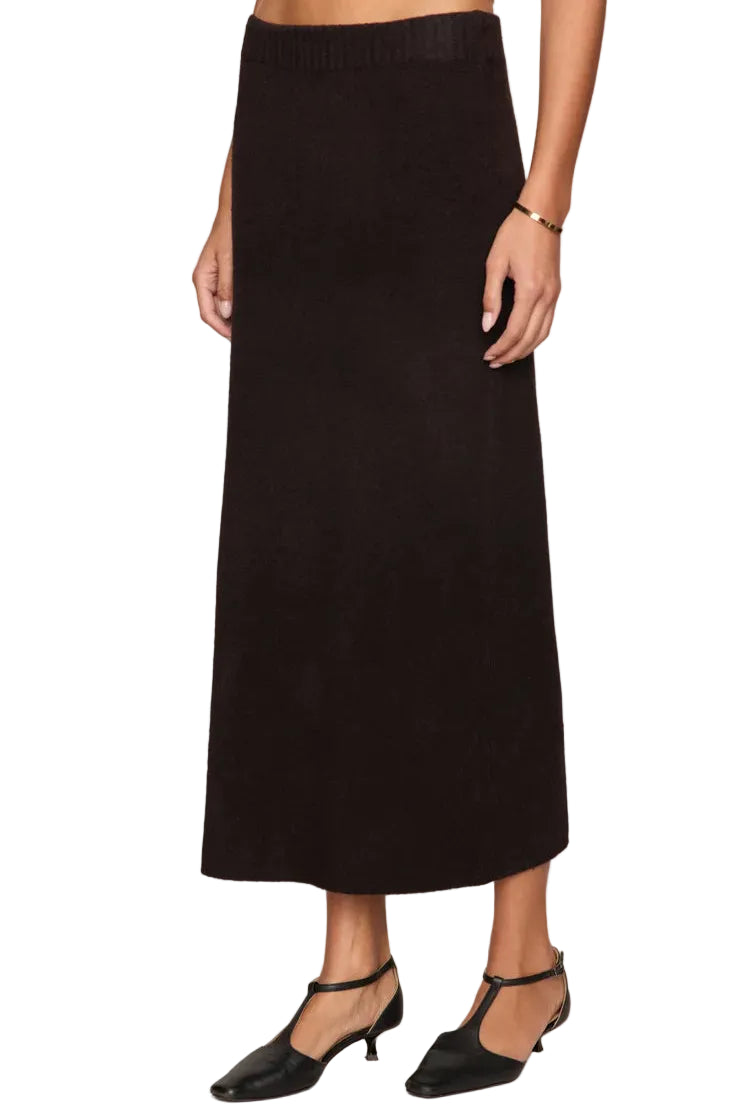 z Supply cozy moment knit sweater midi skirt dark roast dark brown color
