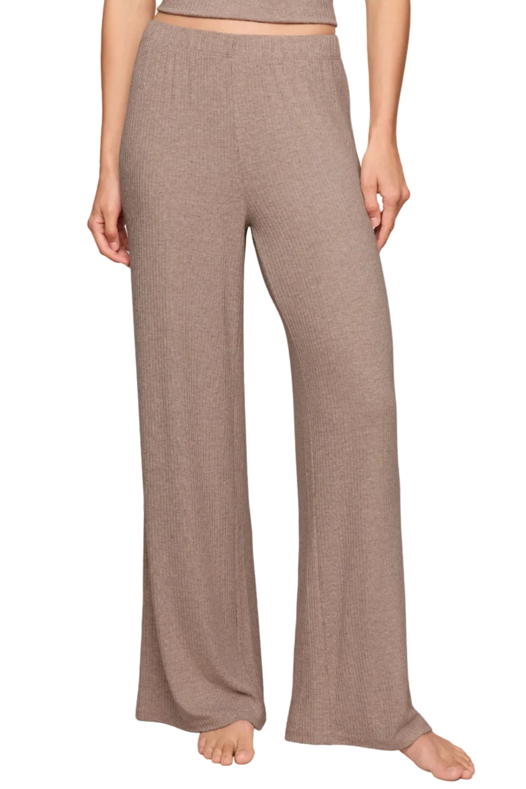 z Supply lounge just right high rise relaxed straight wide leg ribbed pant heather ash