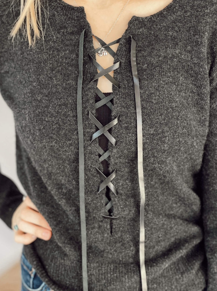 Amelia Lace-Up Cropped Hoodie